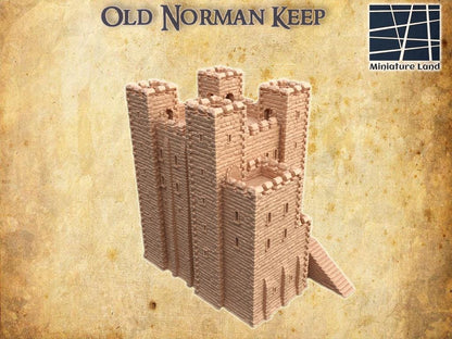 Old Norman Keep - Tabletop Terrain - 28 MM, Tabletop 3D Printed Terrain by MiniatureLand, Perfect for Wargaming and RPGs
