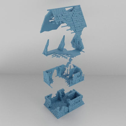 Ruined House - Tabletop Terrain - 28 MM, Tabletop 3D Printed Terrain by MiniatureLand, Perfect for Wargaming and RPGs