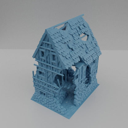 Ruined House - Tabletop Terrain - 28 MM, Tabletop 3D Printed Terrain by MiniatureLand, Perfect for Wargaming and RPGs