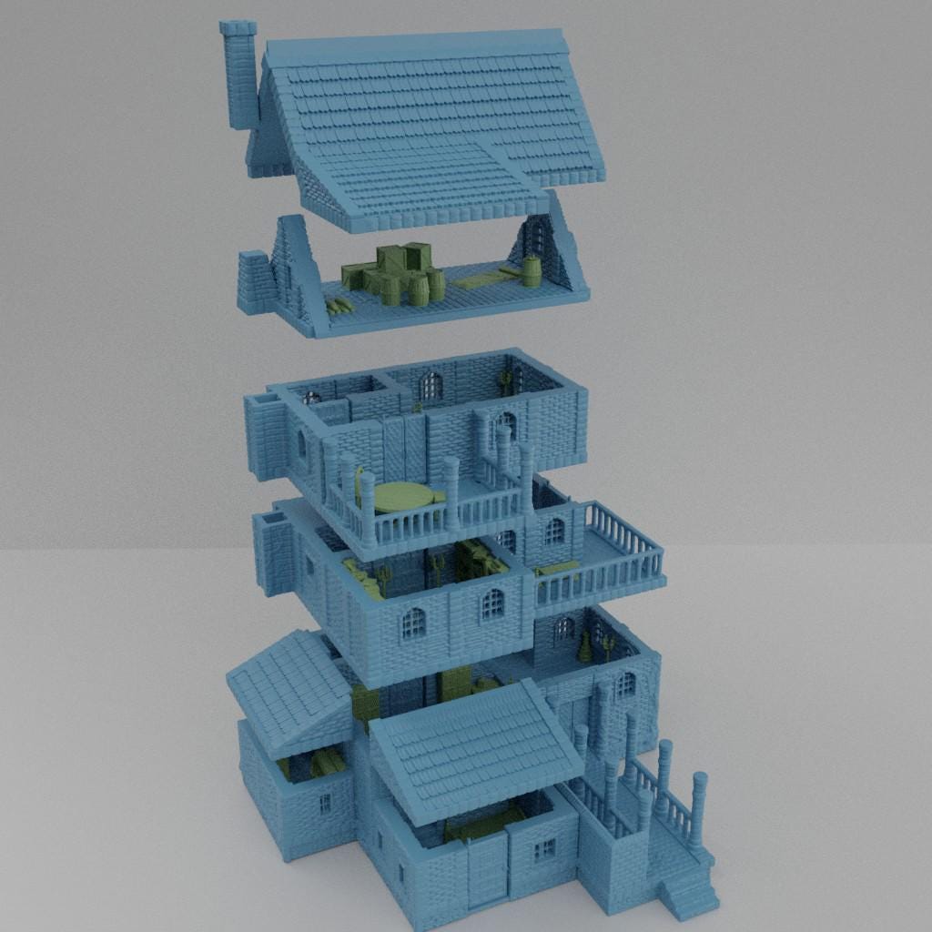 Noble Villa - Tabletop Terrain - 28 MM, Tabletop 3D Printed Terrain by MiniatureLand, Perfect for Wargaming and RPGs