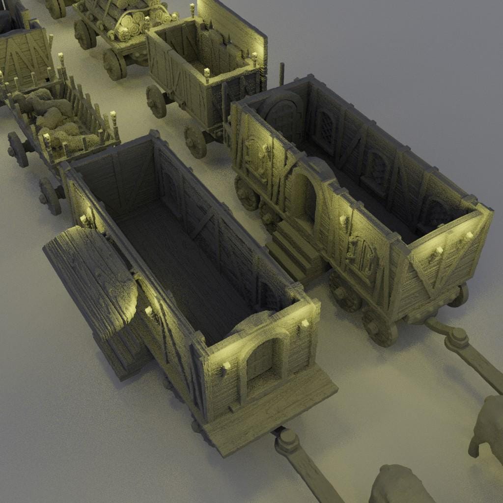 Convoy of Settlers - Tabletop Terrain - 28 MM, Tabletop 3D Printed Terrain by MiniatureLand, Perfect for Wargaming and RPGs