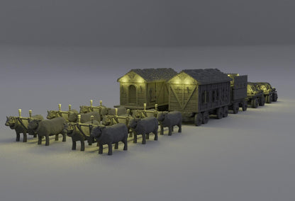 Convoy of Settlers - Tabletop Terrain - 28 MM, Tabletop 3D Printed Terrain by MiniatureLand, Perfect for Wargaming and RPGs