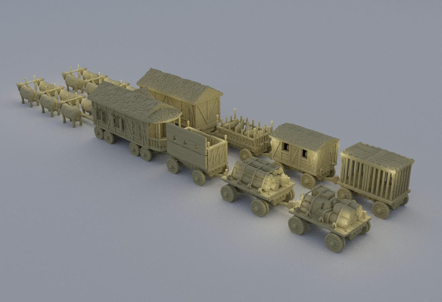 Convoy of Settlers - Tabletop Terrain - 28 MM, Tabletop 3D Printed Terrain by MiniatureLand, Perfect for Wargaming and RPGs