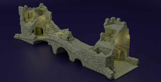 Abandoned Patrol Bridge - Tabletop Terrain - 28 MM, Tabletop 3D Printed Terrain by MiniatureLand, Perfect for Wargaming and RPGs