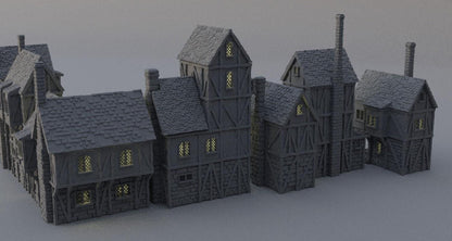 Modular Town District - Tabletop Terrain - 28 MM, Tabletop 3D Printed Terrain by MiniatureLand, Perfect for Wargaming and RPGs