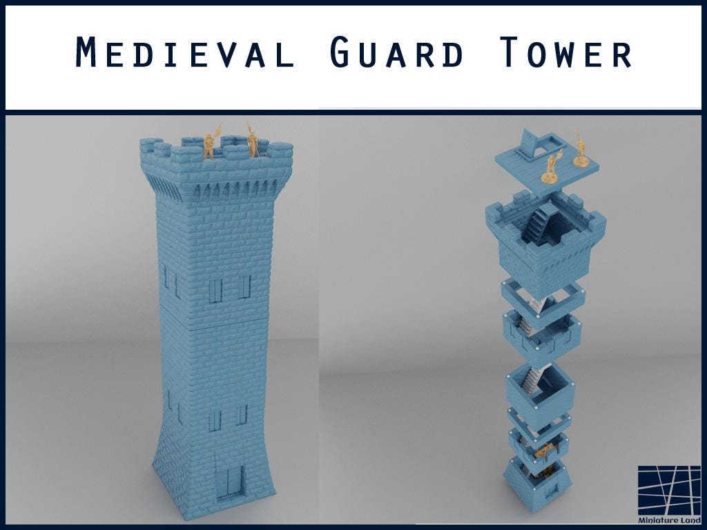 Guard Tower- Tabletop Terrain - 28 MM, Tabletop 3D Printed Terrain by MiniatureLand, Perfect for Wargaming and RPGs