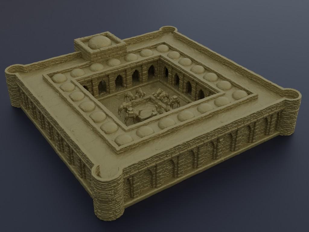 Desert Caravanserai - Tabletop Terrain - 28 MM, Tabletop 3D Printed Terrain by MiniatureLand, Perfect for Wargaming and RPGs