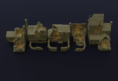 Village Ruins - Tabletop Terrain - 28 MM, Tabletop 3D Printed Terrain by MiniatureLand, Perfect for Wargaming and RPGs