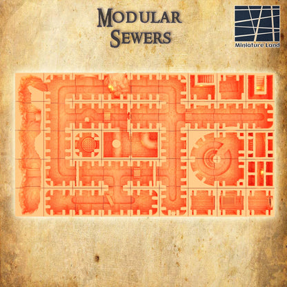 Modular Imperial Sewers - Tabletop Terrain - 28 MM Tabletop 3D Printed Terrain by MiniatureLand, Perfect for Wargaming and RPGs