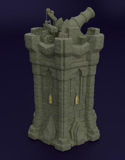 Dwarf Bombard Tower - Tabletop Terrain - 28 MM Tabletop 3D Printed Terrain by MiniatureLand, Perfect for Wargaming and RPGs