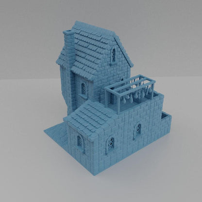 Medieval Butcher House - Tabletop Terrain - 28 MM, Tabletop 3D Printed Terrain by MiniatureLand, Perfect for Wargaming and RPGs