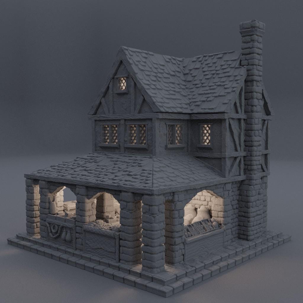Medieval Small Market - Tabletop Terrain - 28 MM, Tabletop 3D Printed Terrain by MiniatureLand, Perfect for Wargaming and RPGs