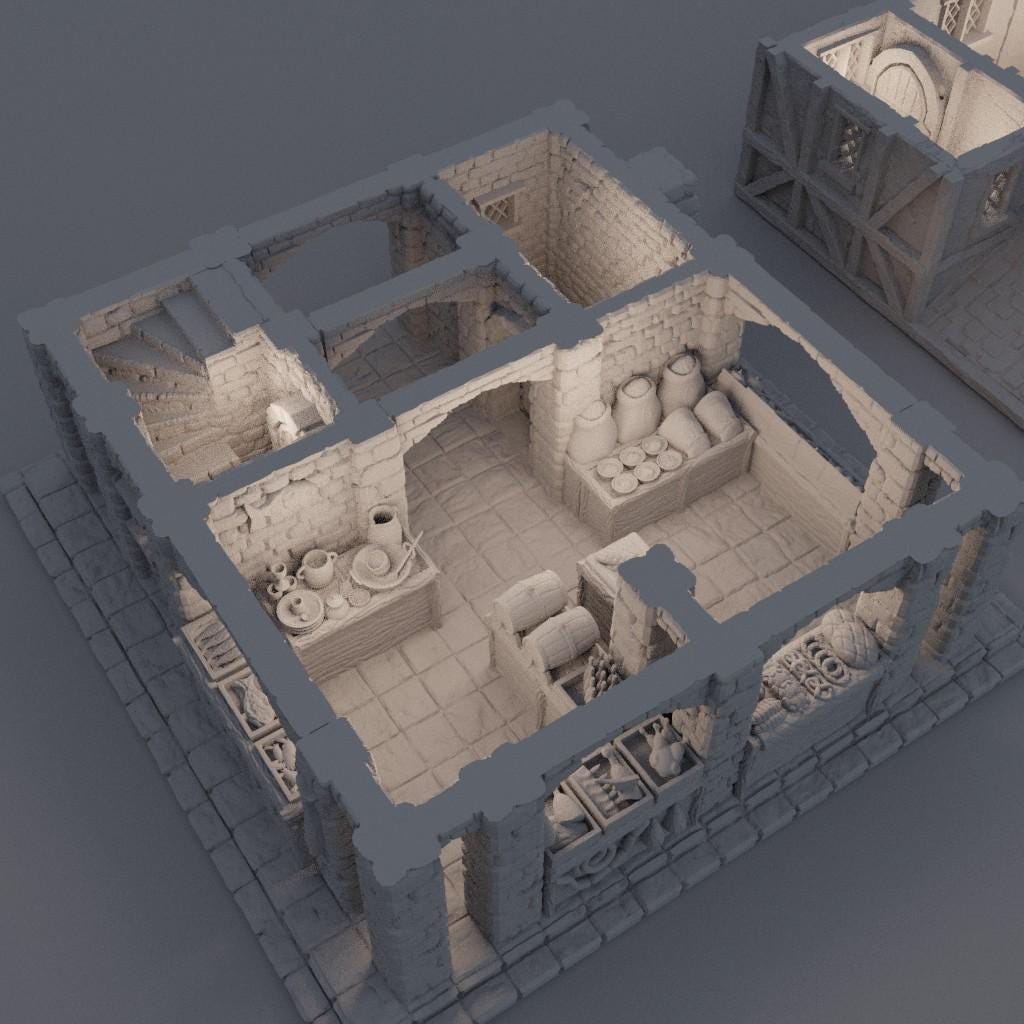 Medieval Small Market - Tabletop Terrain - 28 MM, Tabletop 3D Printed Terrain by MiniatureLand, Perfect for Wargaming and RPGs