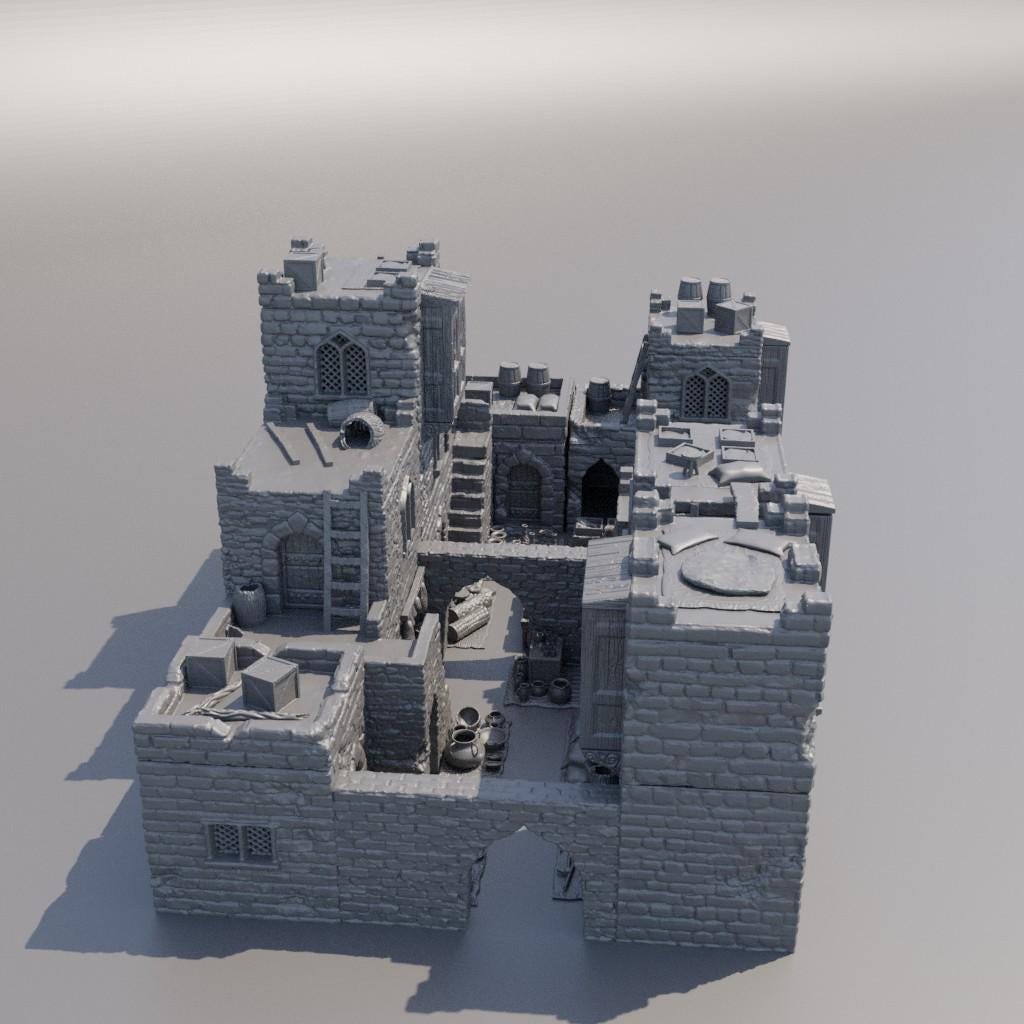 Desert Baazar District - Tabletop Terrain - 28 MM Tabletop 3D Printed Terrain by MiniatureLand, Perfect for Wargaming and RPGs