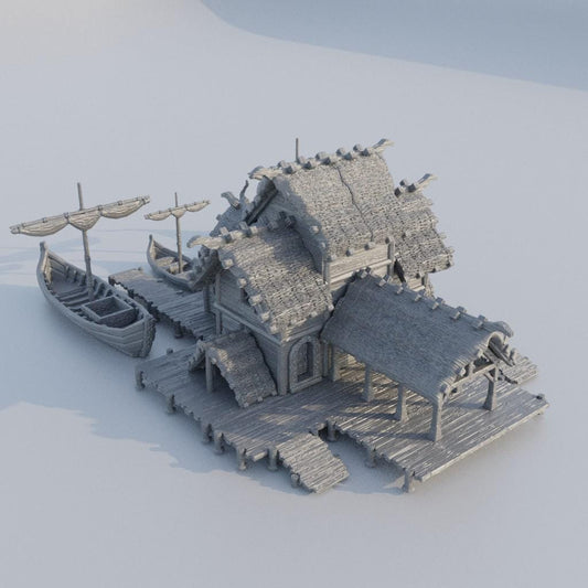 Small Viking Port - Tabletop Terrain - 28 MM, Tabletop 3D Printed Terrain by MiniatureLand, Perfect for Wargaming and RPGs