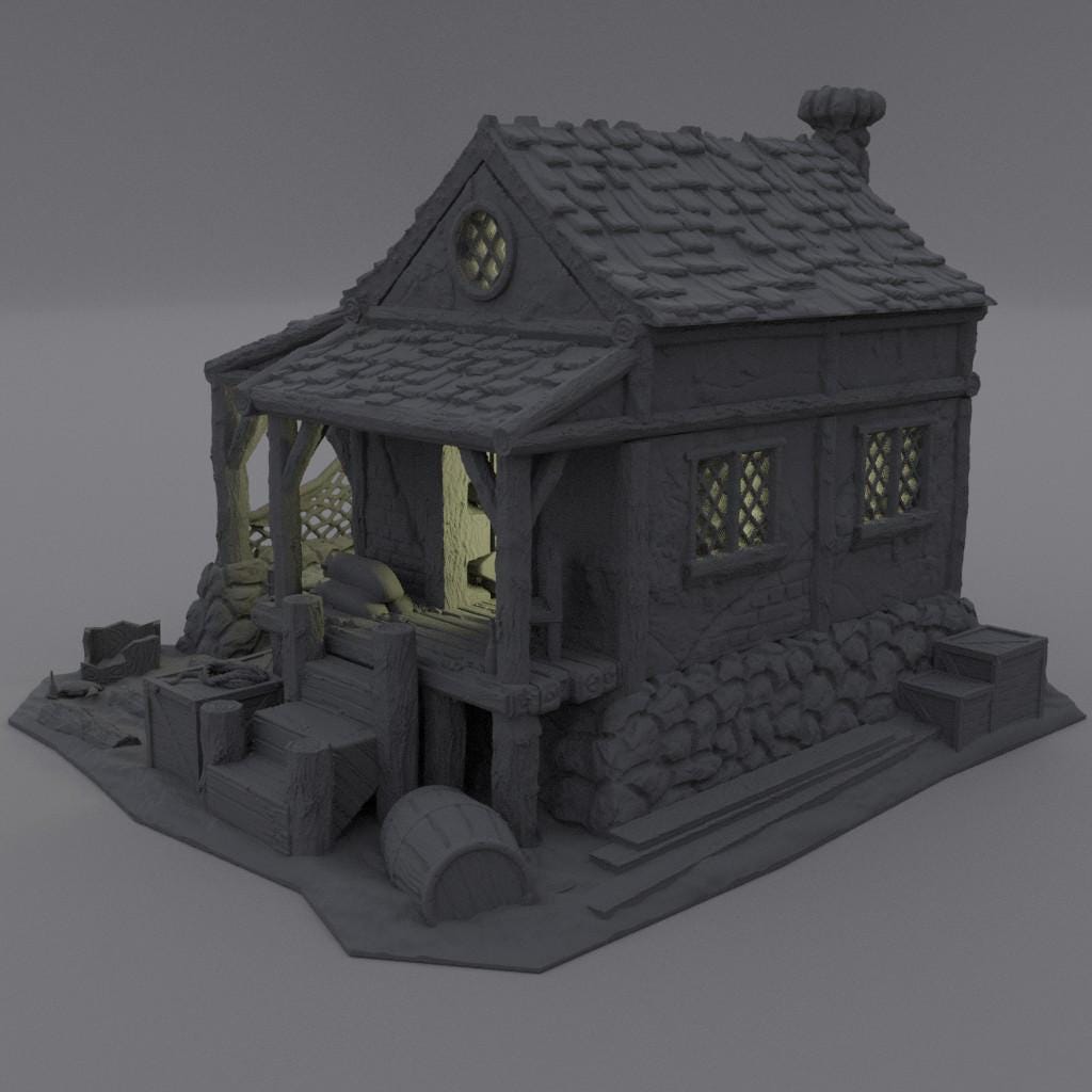 Seaside Shack - Tabletop Terrain - 28 MM, Tabletop 3D Printed Terrain by MiniatureLand, Perfect for Wargaming and RPGs