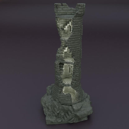 Ruined Lookout Tower - Tabletop Terrain - 28 MM, Tabletop 3D Printed Terrain by MiniatureLand, Perfect for Wargaming and RPGs