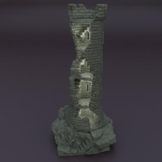 Ruined Lookout Tower - Tabletop Terrain - 28 MM, Tabletop 3D Printed Terrain by MiniatureLand, Perfect for Wargaming and RPGs