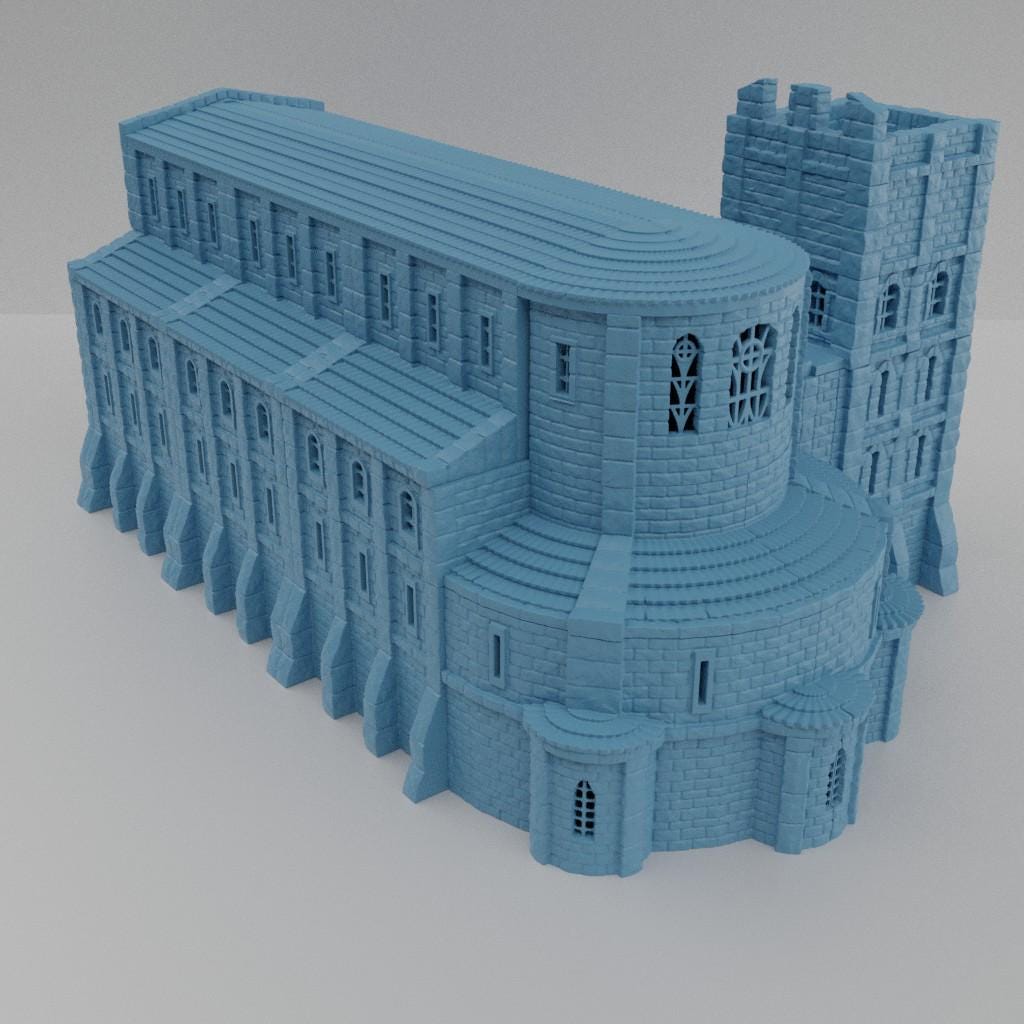 Medieval Abbey - Tabletop Terrain - 28 MM, Tabletop 3D Printed Terrain by MiniatureLand, Perfect for Wargaming and RPGs