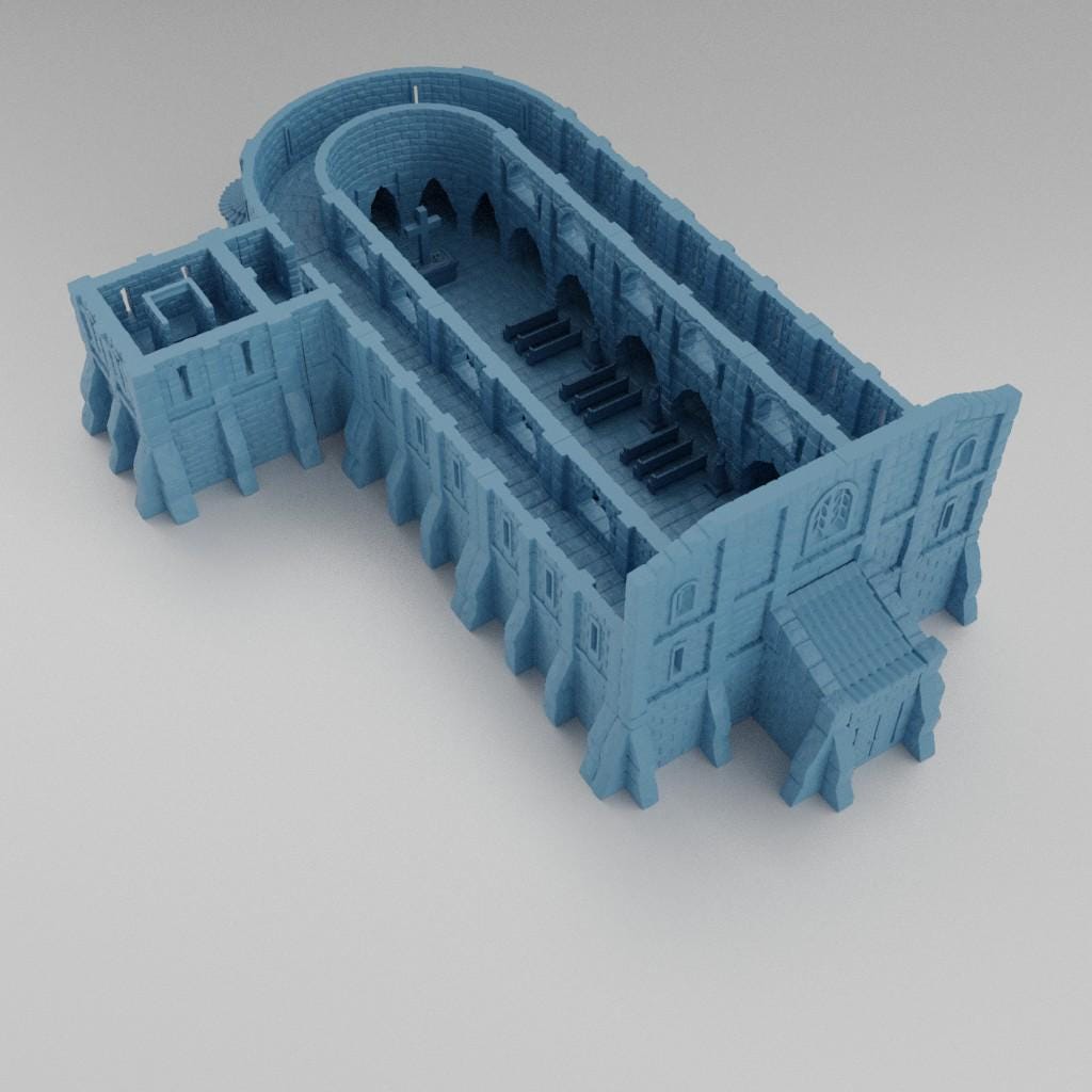 Medieval Abbey - Tabletop Terrain - 28 MM, Tabletop 3D Printed Terrain by MiniatureLand, Perfect for Wargaming and RPGs