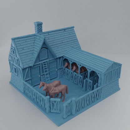 Basic Stable - Tabletop Terrain - 28 MM, Tabletop 3D Printed Terrain by MiniatureLand, Perfect for Wargaming and RPGs