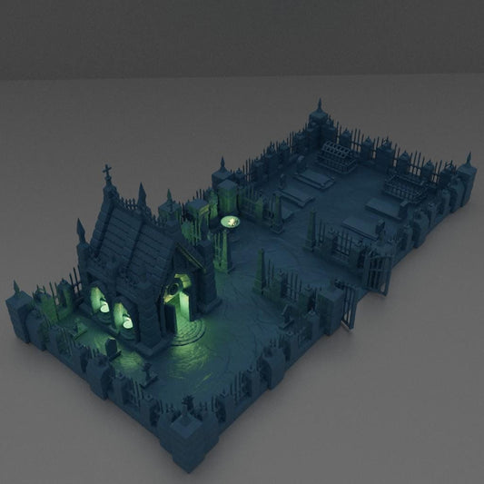 Medieval Graveyard - Tabletop Terrain - 28 MM, Tabletop 3D Printed Terrain by MiniatureLand, Perfect for Wargaming and RPGs