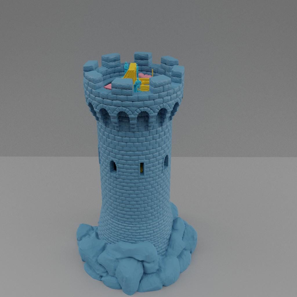 Round Tower - Tabletop Terrain - 28 MM, Tabletop 3D Printed Terrain by MiniatureLand, Perfect for Wargaming and RPGs