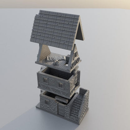 Two Story House - Tabletop Terrain - 28 MM, Tabletop 3D Printed Terrain by MiniatureLand, Perfect for Wargaming and RPGs