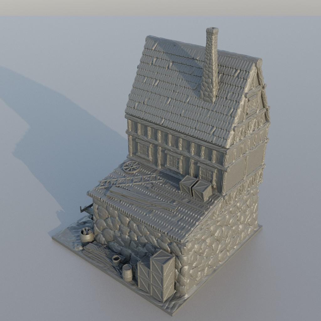 Carpenter House - Tabletop Terrain - 28 MM, Tabletop 3D Printed Terrain by MiniatureLand, Perfect for Wargaming and RPGs