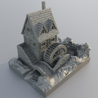 WaterMill House - Tabletop Terrain - 28 MM, Tabletop 3D Printed Terrain by MiniatureLand, Perfect for Wargaming and RPGs