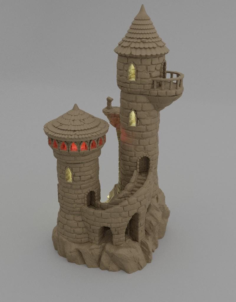 Small Magician Tower - Tabletop Terrain - 28 MM, Tabletop 3D Printed Terrain by MiniatureLand, Perfect for Wargaming and RPGs