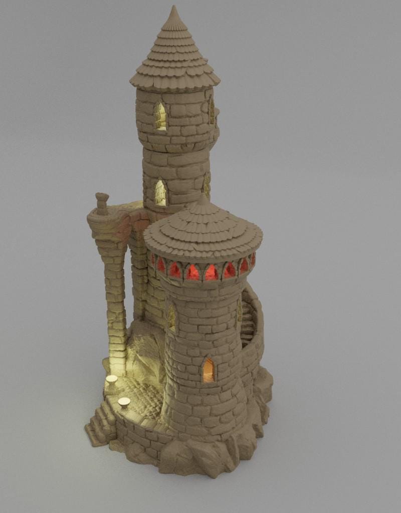 Small Magician Tower - Tabletop Terrain - 28 MM, Tabletop 3D Printed Terrain by MiniatureLand, Perfect for Wargaming and RPGs