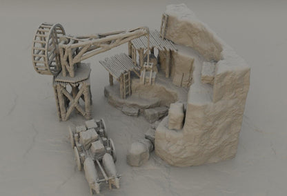 Small Stone Quarry - Tabletop Terrain - 28 MM, Tabletop 3D Printed Terrain by MiniatureLand, Perfect for Wargaming and RPGs