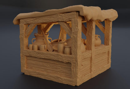 Grand MarketPlace - Tabletop Terrain - 28 MM, Tabletop 3D Printed Terrain by MiniatureLand, Perfect for Wargaming and RPGs