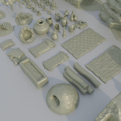 Desert Environment Pack - Tabletop Terrain - 28 MM, Tabletop 3D Printed Terrain by MiniatureLand, Perfect for Wargaming and RPGs