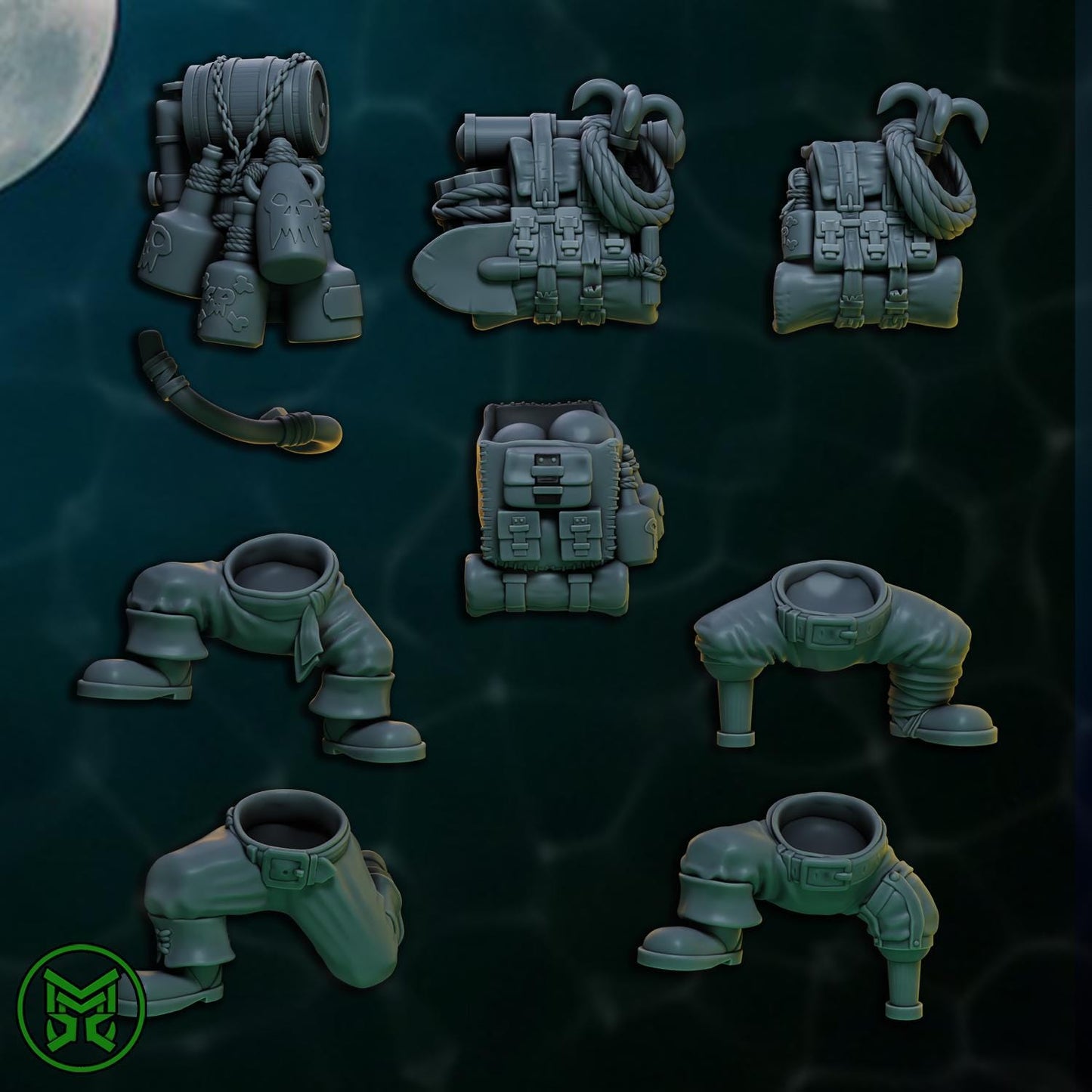 Pirate Commandos - Heavy Weapons, Space-Faring Orkish Menace Sculpted by Mekka Miniatures, Grimdark Compatible, Scaled for Sci-Fi Wargames