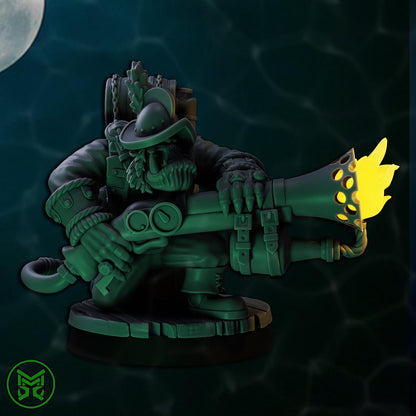 Pirate Commandos - Heavy Weapons, Space-Faring Orkish Menace Sculpted by Mekka Miniatures, Grimdark Compatible, Scaled for Sci-Fi Wargames