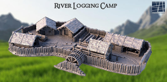 River Logging Camp - Tabletop Terrain - 28 MM, Tabletop 3D Printed Terrain by MiniatureLand, Perfect for Wargaming and RPGs
