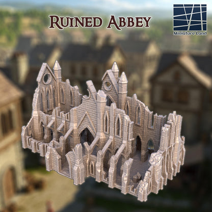 Ruined Abbey - Tabletop Terrain - 28 MM, Tabletop 3D Printed Terrain by MiniatureLand, Perfect for Wargaming and RPGs