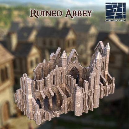 Ruined Abbey - Tabletop Terrain - 28 MM, Tabletop 3D Printed Terrain by MiniatureLand, Perfect for Wargaming and RPGs