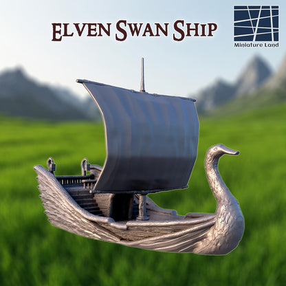 Elven Swan Ship - Tabletop Terrain - 28 MM, Tabletop 3D Printed Terrain by MiniatureLand, Perfect for Wargaming and RPGs