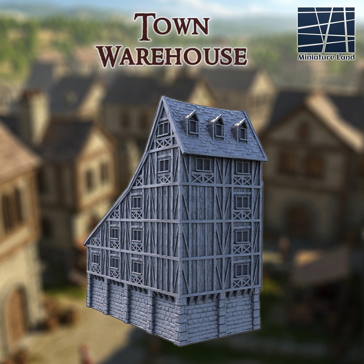 Medieval Town Warehouse - Tabletop Terrain - 28 MM, Tabletop 3D Printed Terrain by MiniatureLand, Perfect for Wargaming and RPGs