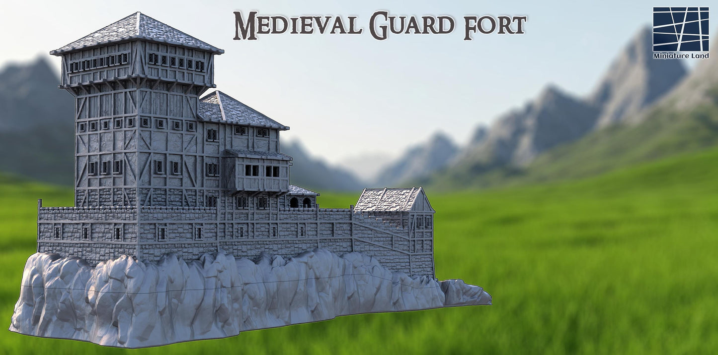 Medieval Guard Fort - Tabletop Terrain - 28 MM, Tabletop 3D Printed Terrain by MiniatureLand, Perfect for Wargaming and RPGs