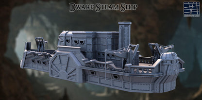 Dwarf Steam Ship - Tabletop Terrain - 28 MM, Tabletop 3D Printed Terrain by MiniatureLand, Perfect for Wargaming and RPGs