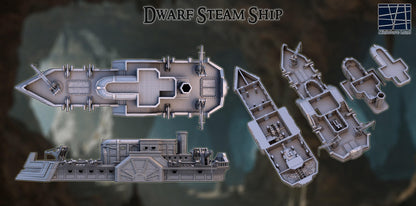 Dwarf Steam Ship - Tabletop Terrain - 28 MM, Tabletop 3D Printed Terrain by MiniatureLand, Perfect for Wargaming and RPGs