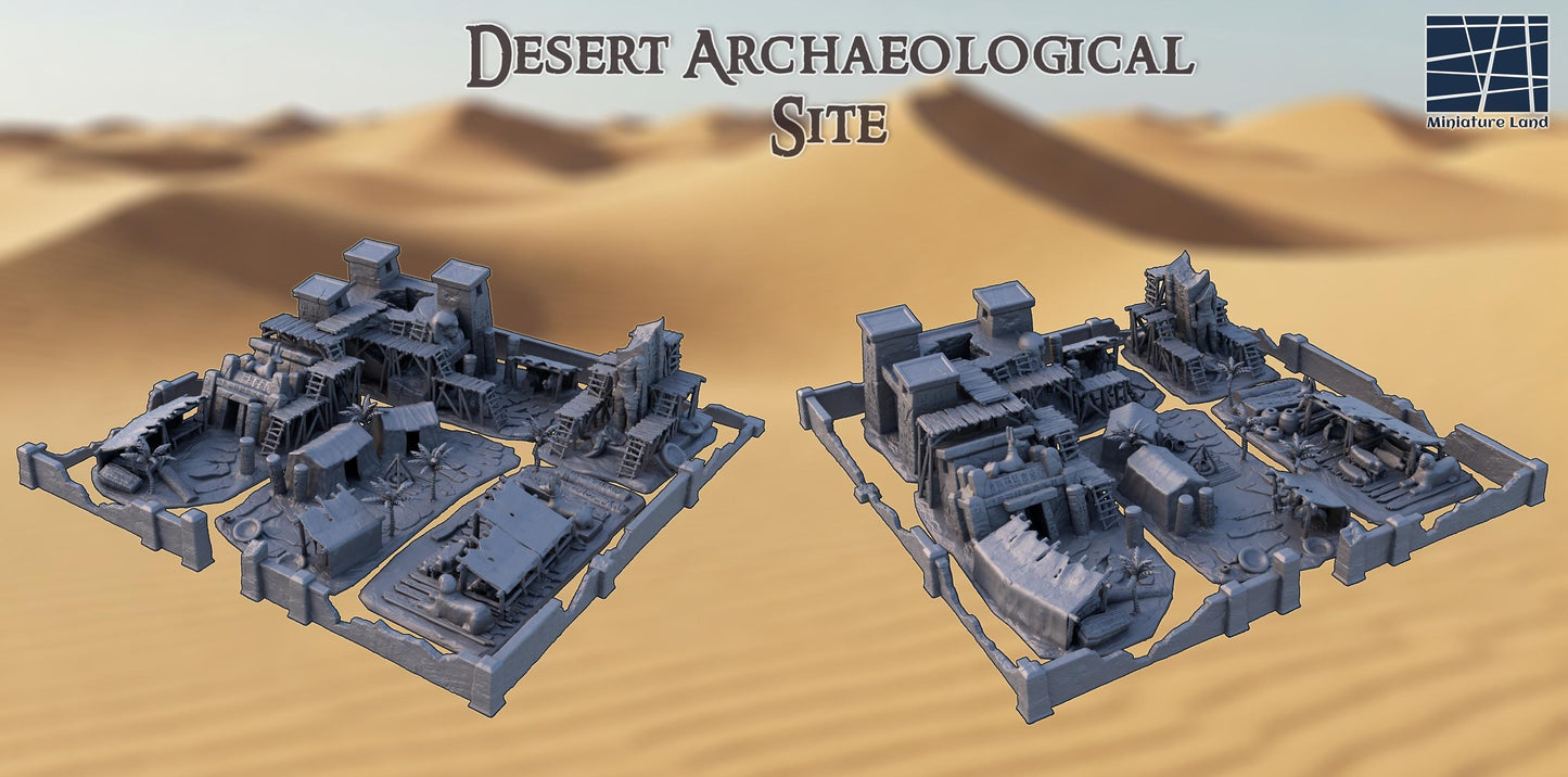 Desert Archaeological Site - Tabletop Terrain - 28 MM 3D Printed Terrain by MiniatureLand, Perfect for Wargaming and RPGs