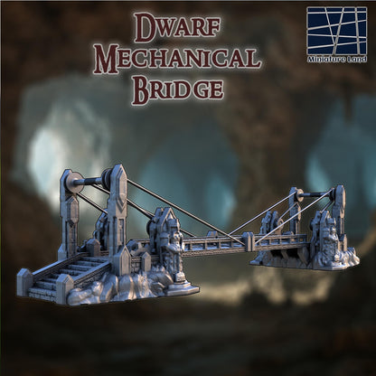 Dwarf Mechanical Bridge - Tabletop Terrain - 28 MM, Tabletop 3D Printed Terrain by MiniatureLand, Perfect for Wargaming and RPGs
