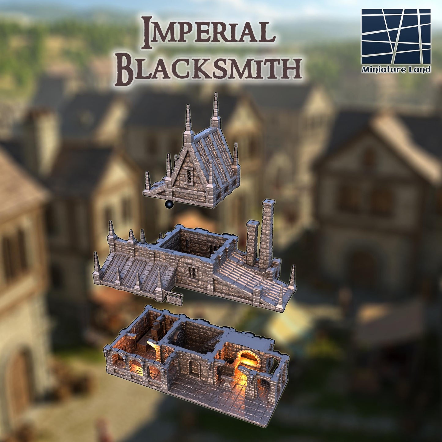 Imperial Blacksmith - Tabletop Terrain - 28 MM, Tabletop 3D Printed Terrain by MiniatureLand, Perfect for Wargaming and RPGs