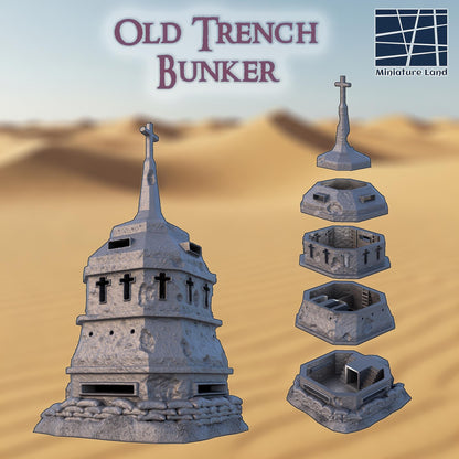Old Trench Bunker - Tabletop Terrain - 32MM, 28 MM, Tabletop 3D Printed Terrain by MiniatureLand, Perfect for Wargaming and RPGs