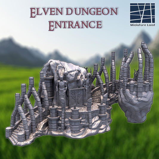 Elven Dungeon Entrance - Tabletop Terrain - 28 MM, Tabletop 3D Printed Terrain by MiniatureLand, Perfect for Wargaming and RPGs
